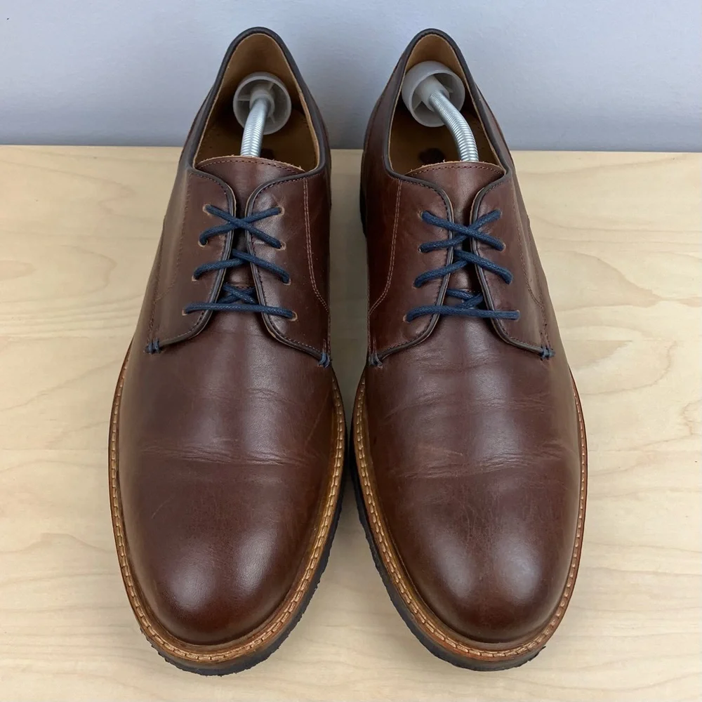 Johnston Murphy Men’s Size 12.0 M Calder Plain Toe Brown Leather Oxford Shoes